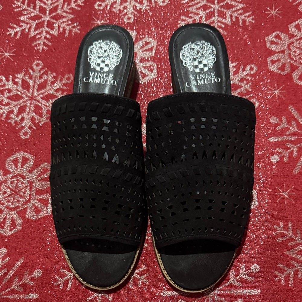 Vince Camuto Black Cutout Mules
